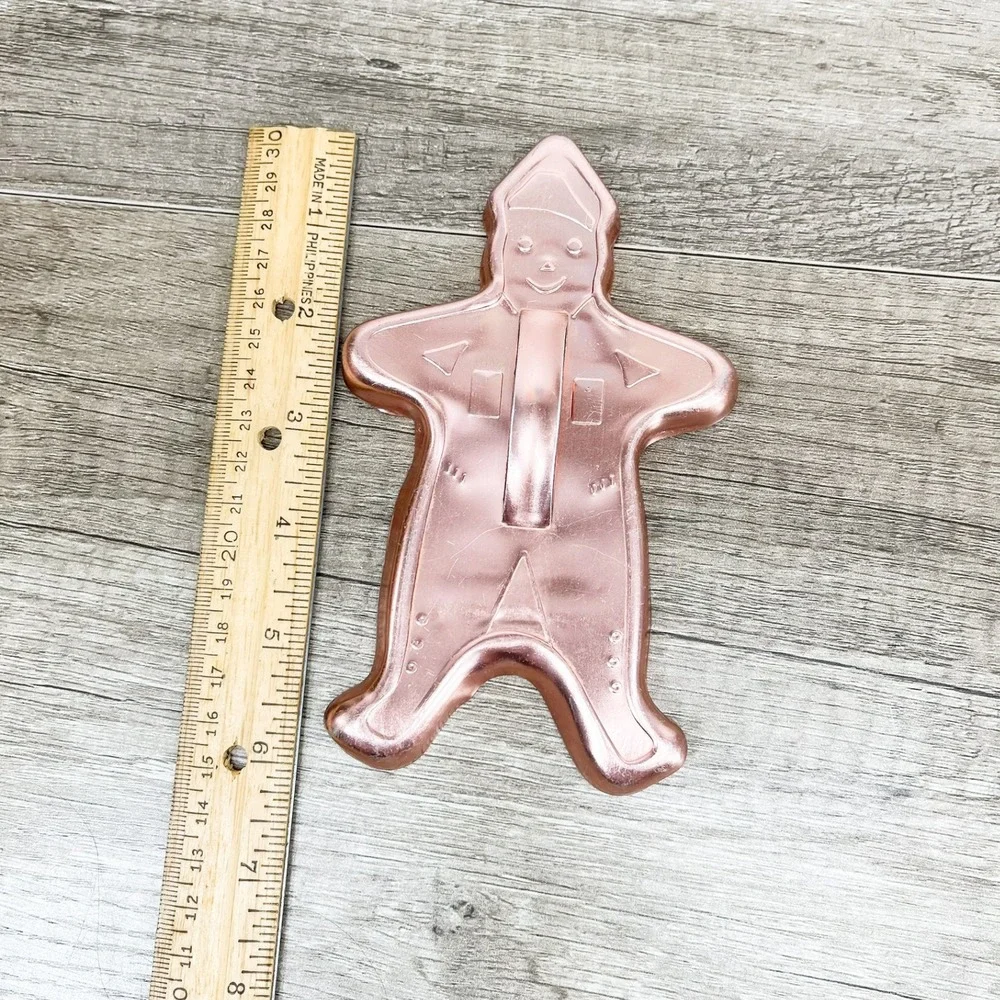Vintage Copper Gingerbread Man Cookie Cutter with Handle 6 Inch Holiday Baking